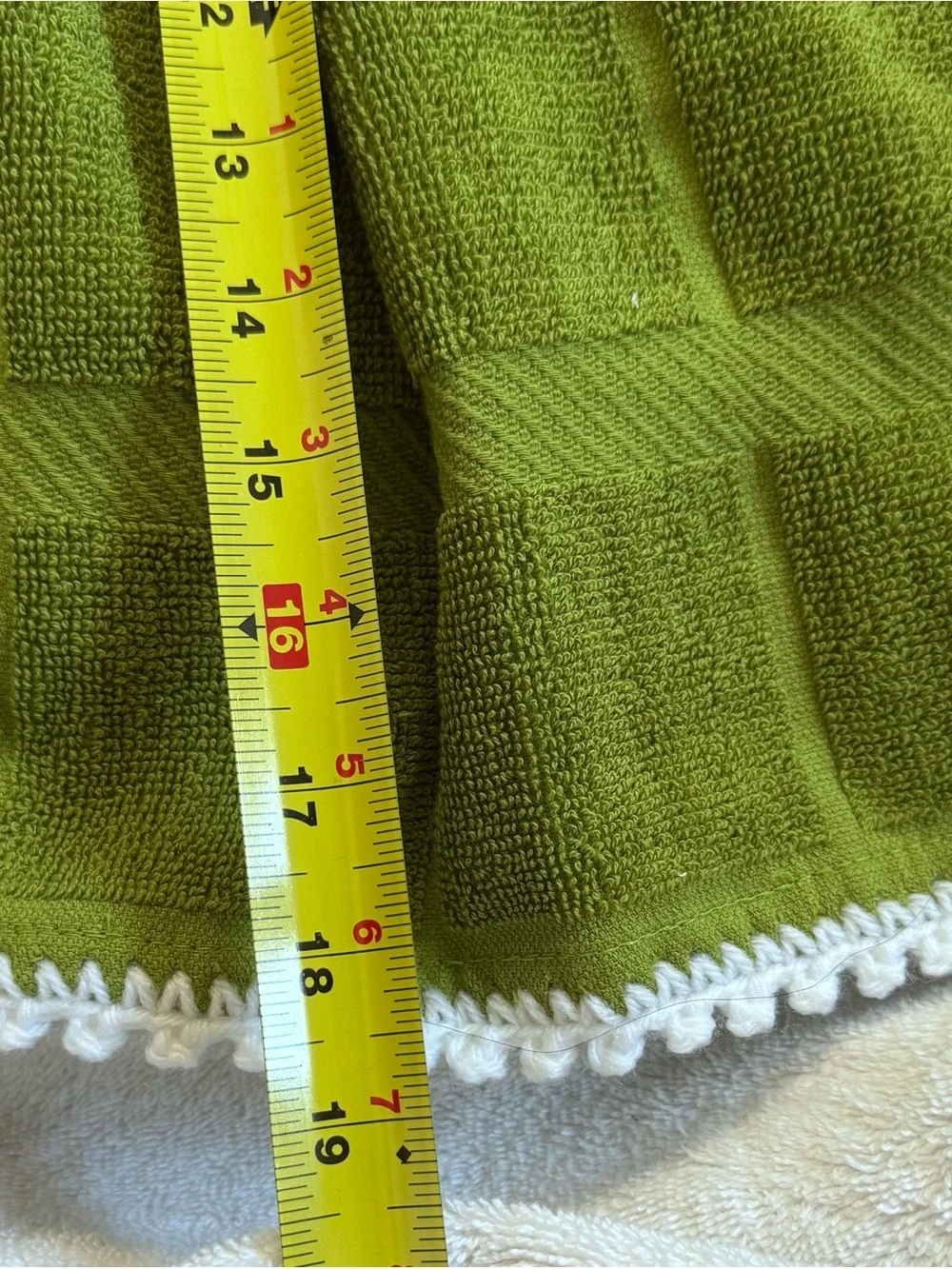 Handmade Chartreuse Olive Green Crochet Hanging Kitchen Towel